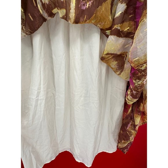 River Island Garden Party Gold Shimmer Pailettes Lined Midi Dress Size US 10 NWT - Picture 15 of 16